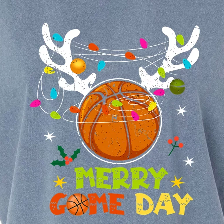 Merry Game Day Christmas Basketball Reindeer Xmas Sport Cool Gift Garment-Dyed Women's Muscle Tee