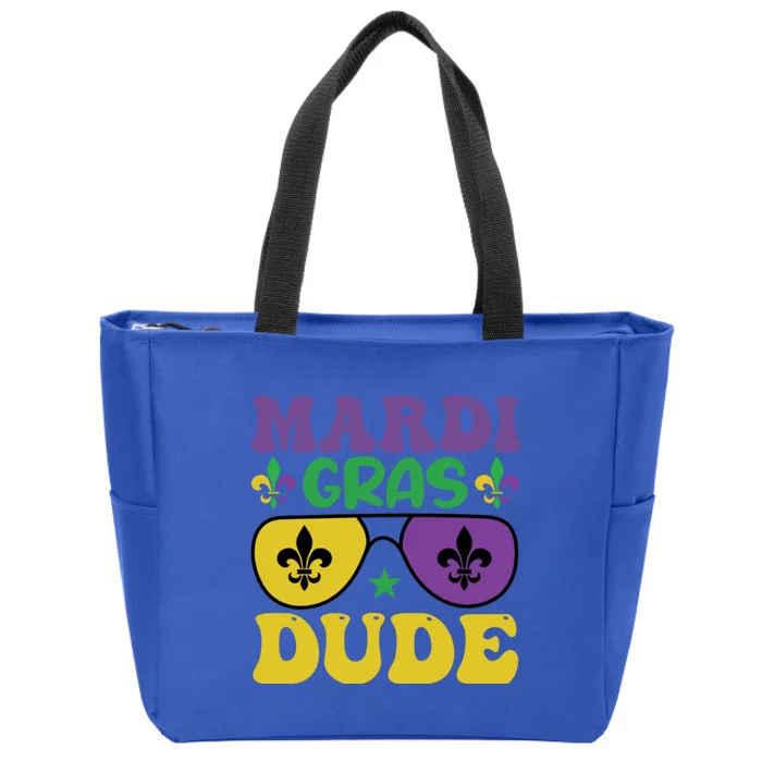 Mardi Gras Dude Sunglasses With Fleur De Lis Zip Tote Bag