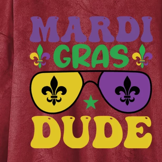 Mardi Gras Dude Sunglasses With Fleur De Lis Hooded Wearable Blanket