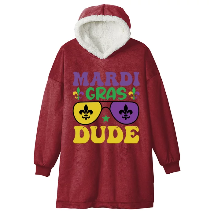 Mardi Gras Dude Sunglasses With Fleur De Lis Hooded Wearable Blanket