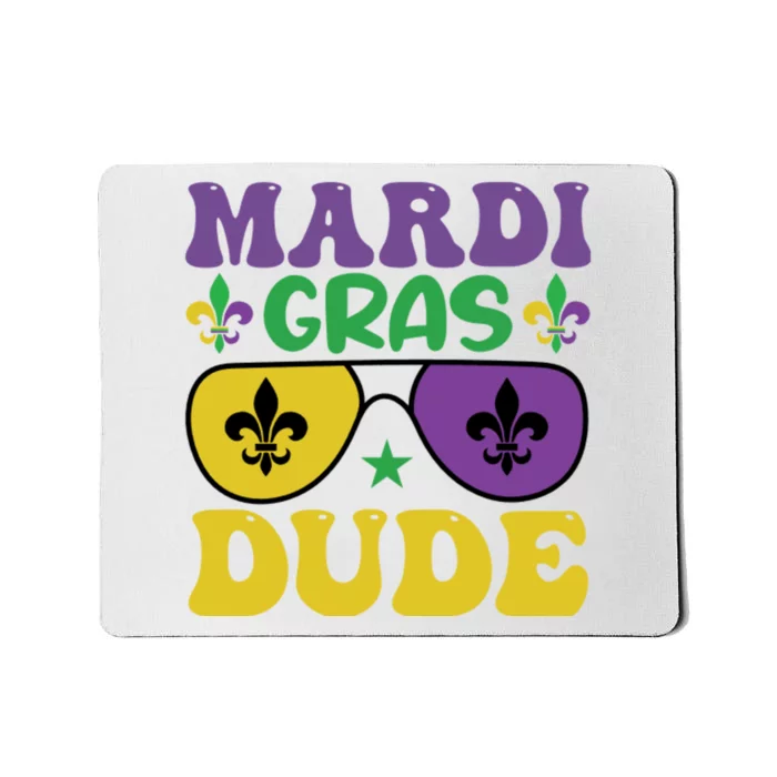 Mardi Gras Dude Sunglasses With Fleur De Lis Mousepad