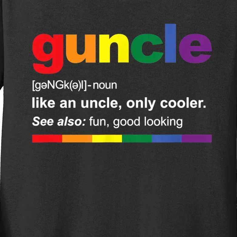 Mens Guncle Definition Rainbow Funny Gift For Gay Uncle TShirt Kids Long Sleeve Shirt