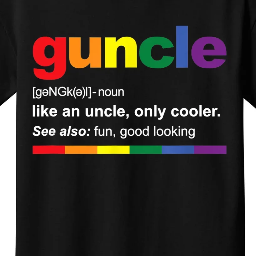 Mens Guncle Definition Rainbow Funny Gift For Gay Uncle TShirt Kids T-Shirt