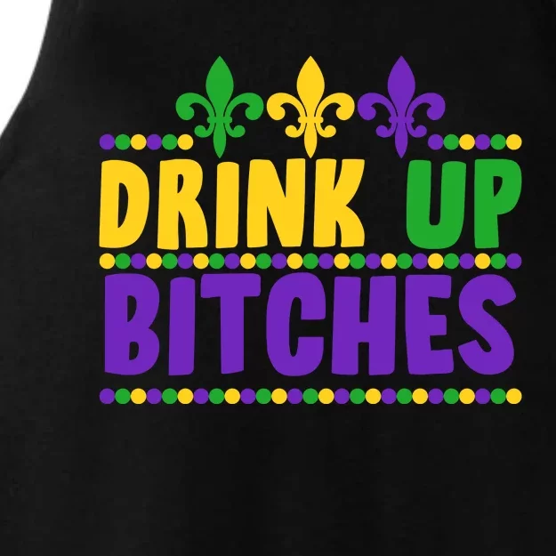 Mardi Gras Drink Up Bitches Ladies Tri-Blend Wicking Tank