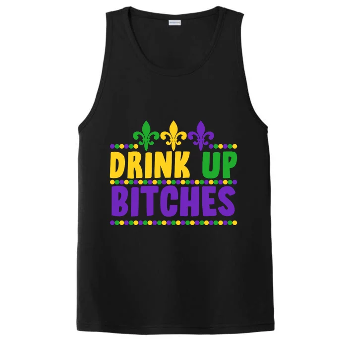 Mardi Gras Drink Up Bitches Performance Tank