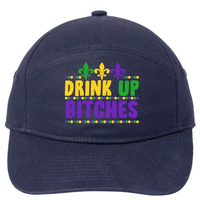 Mardi Gras Drink Up Bitches 7-Panel Snapback Hat