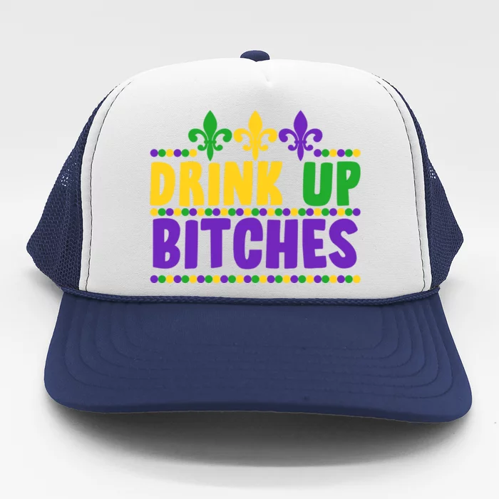 Mardi Gras Drink Up Bitches Trucker Hat