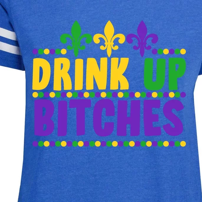 Mardi Gras Drink Up Bitches Enza Ladies Jersey Football T-Shirt