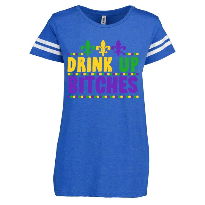 Mardi Gras Drink Up Bitches Enza Ladies Jersey Football T-Shirt