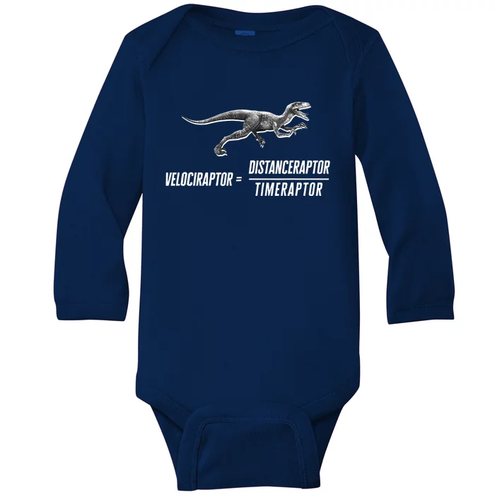 Math Geek Dinosaur Velociraptor Equation v2 Baby Long Sleeve Bodysuit