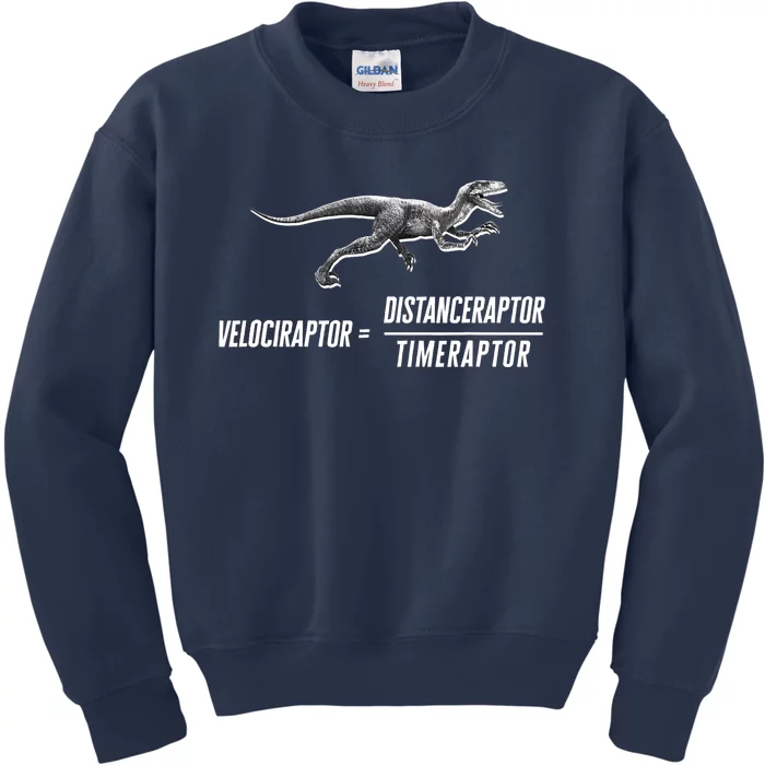 Math Geek Dinosaur Velociraptor Equation v2 Kids Sweatshirt