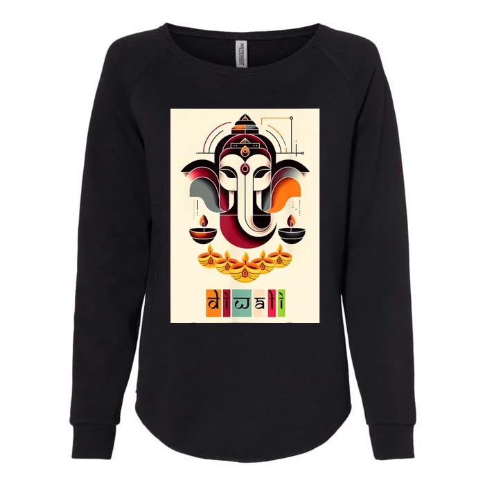 Modern Ganesh Diwali Festival Of Light Colorful Hindu Art Womens California Wash Sweatshirt