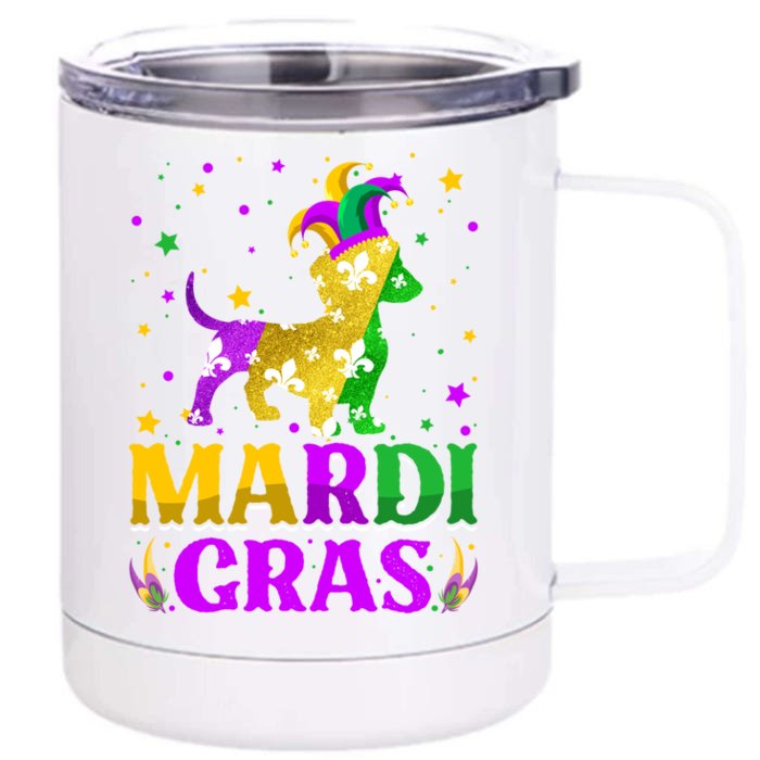 Mardi Gras Dachshund Dog Lover Carnival Jester Gift Front & Back 12oz Stainless Steel Tumbler Cup