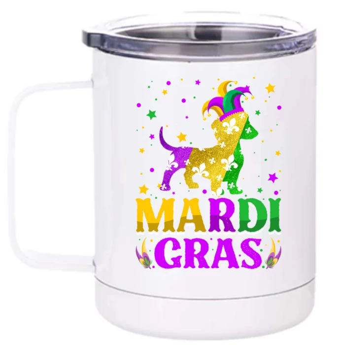 Mardi Gras Dachshund Dog Lover Carnival Jester Gift Front & Back 12oz Stainless Steel Tumbler Cup