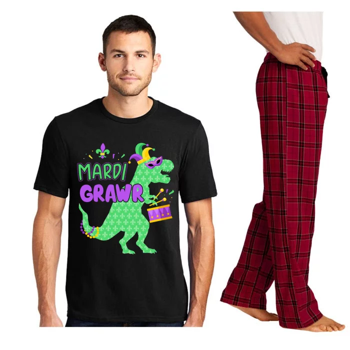 Mardi Gras Dinosaur Tfunny Giftrex With Grawr And Fleur De Lis Gift Pajama Set