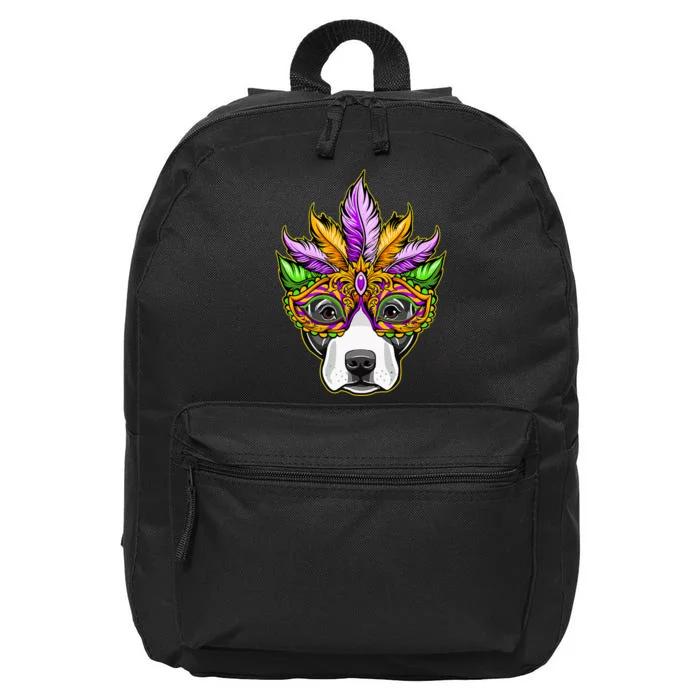 Mardi Gras Dog Mask Pitbull Funny Party Carnival Gift 16 in Basic Backpack