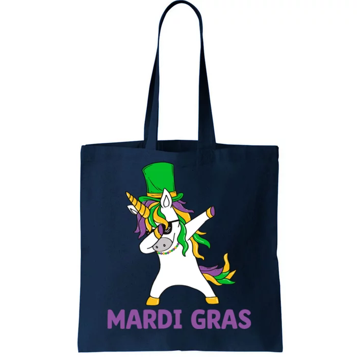 Mardi Gras Dabbing Unicorn Carnival Tote Bag