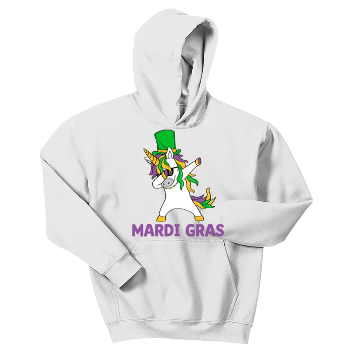 Mardi Gras Dabbing Unicorn Carnival Kids Hoodie