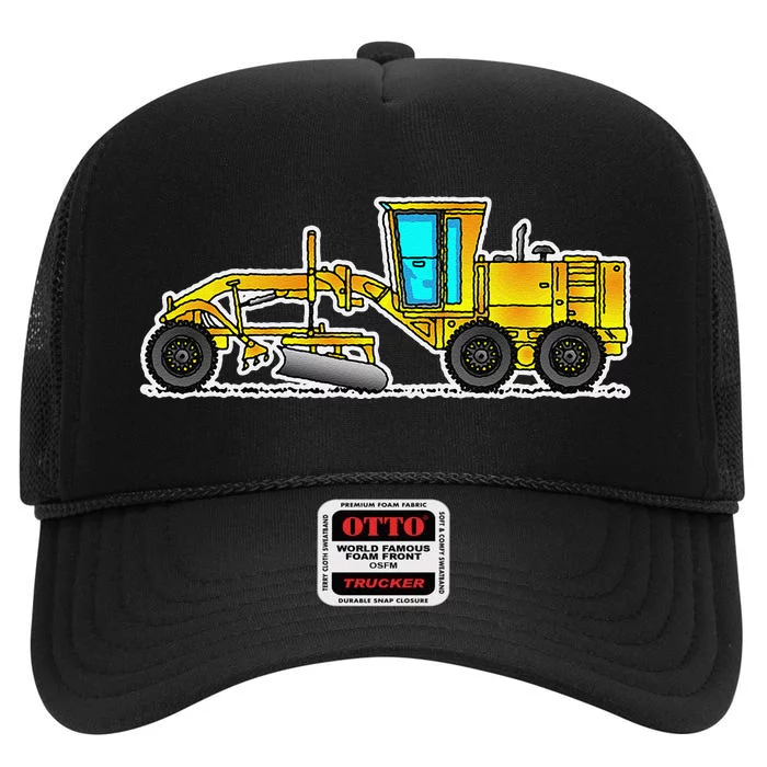 Motor Grader Design Road Grader And Blade Art High Crown Mesh Trucker Hat