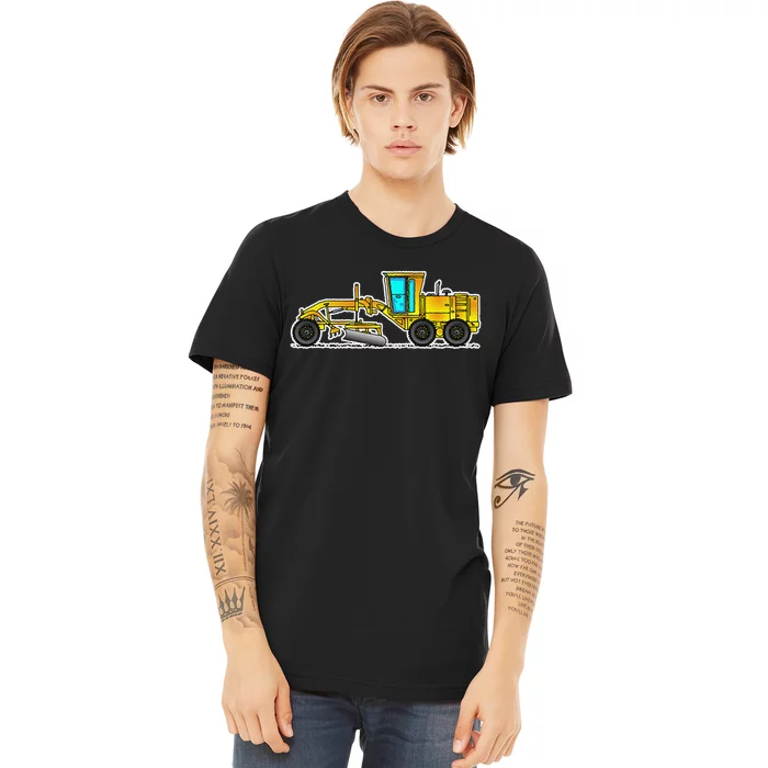 Motor Grader Design Road Grader And Blade Art Premium T-Shirt