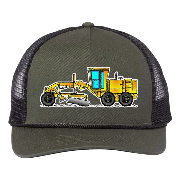 Motor Grader Design Road Grader And Blade Art Retro Rope Trucker Hat Cap