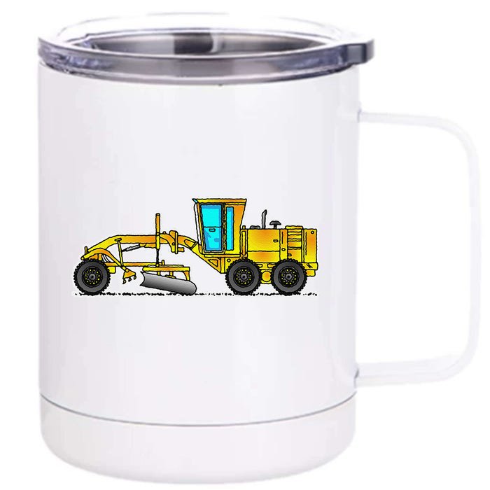 Motor Grader Design Road Grader And Blade Art Front & Back 12oz Stainless Steel Tumbler Cup