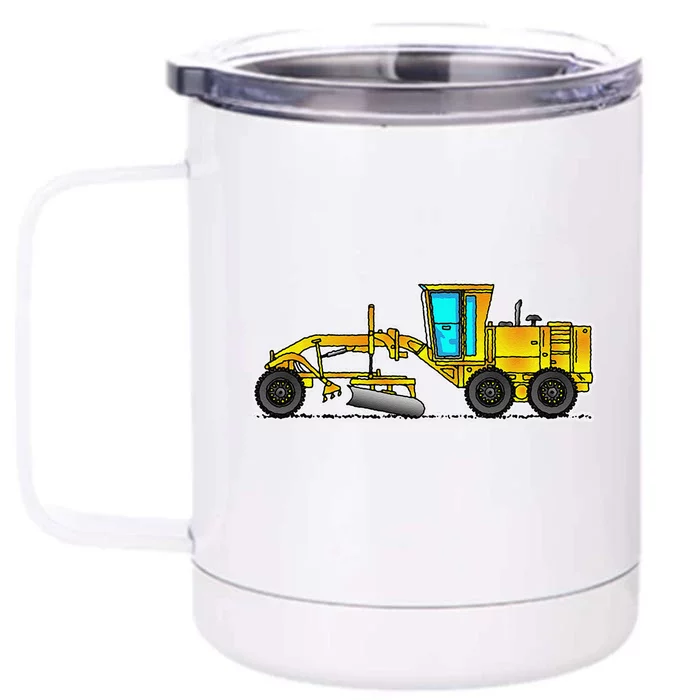 Motor Grader Design Road Grader And Blade Art Front & Back 12oz Stainless Steel Tumbler Cup