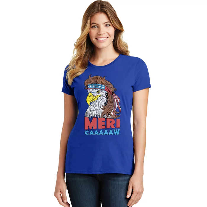 Merigiftcaaaaaw Gift Eagle Mullet 4th Of July Usa American Flag Gift Women's T-Shirt