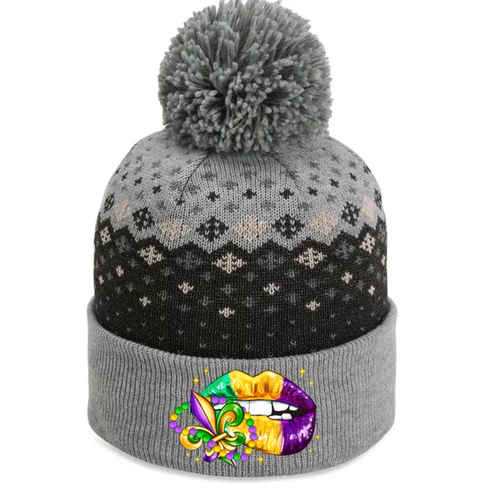 Mardi Gras Festive Lips The Baniff Cuffed Pom Beanie