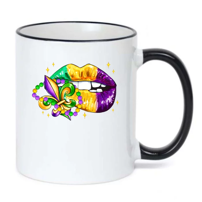 Mardi Gras Festive Lips Black Color Changing Mug