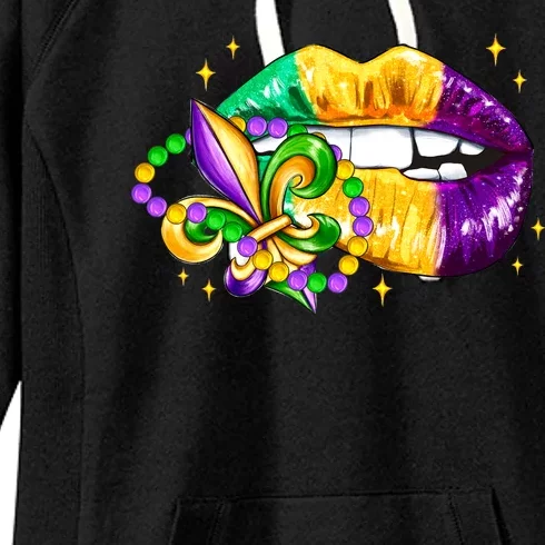 Mardi Gras Festive Lips Women's Fleece Hoodie