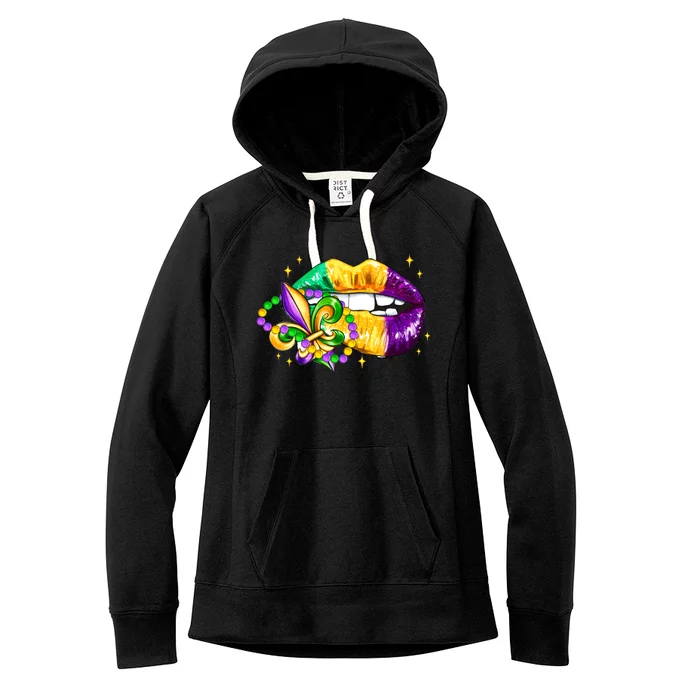 Mardi Gras Festive Lips Women's Fleece Hoodie