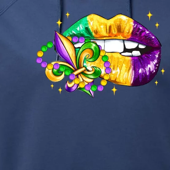 Mardi Gras Festive Lips Performance Fleece Hoodie