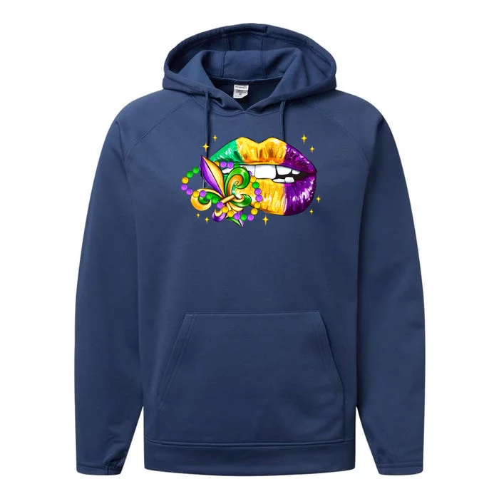 Mardi Gras Festive Lips Performance Fleece Hoodie