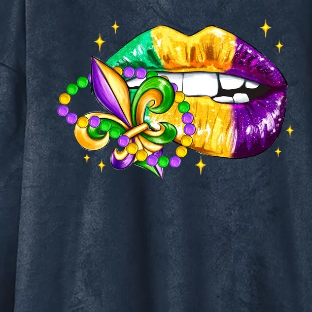 Mardi Gras Festive Lips Hooded Wearable Blanket