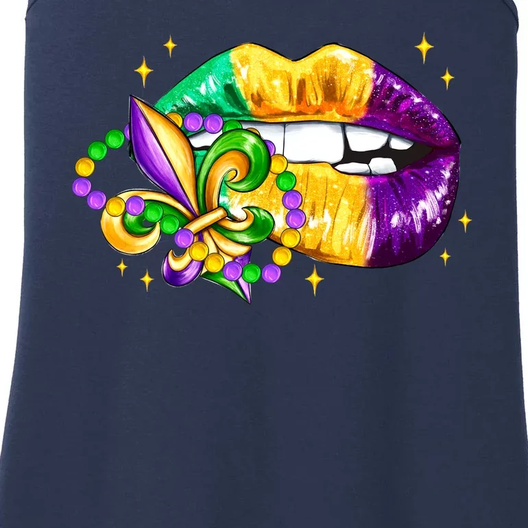 Mardi Gras Festive Lips Ladies Essential Tank