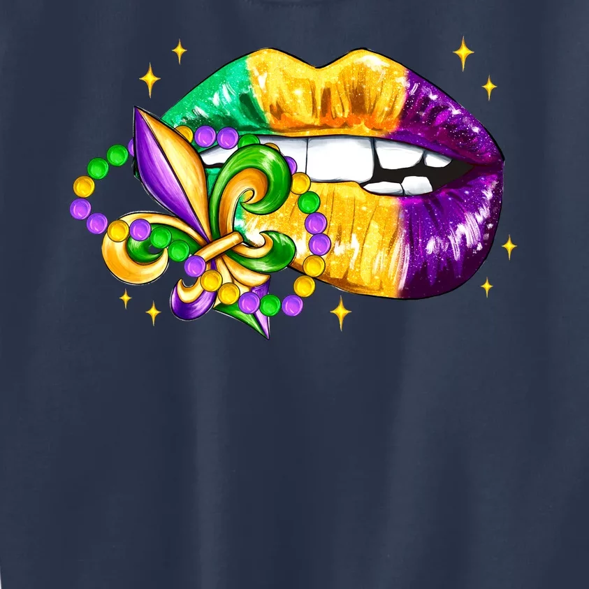 Mardi Gras Festive Lips Kids Sweatshirt