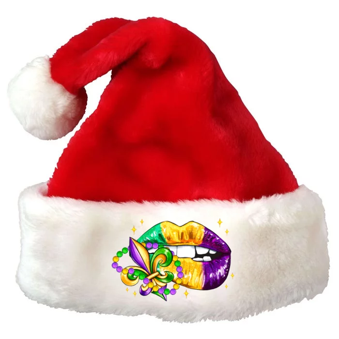 Mardi Gras Festive Lips Premium Christmas Santa Hat