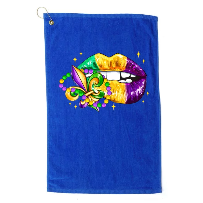 Mardi Gras Festive Lips Platinum Collection Golf Towel