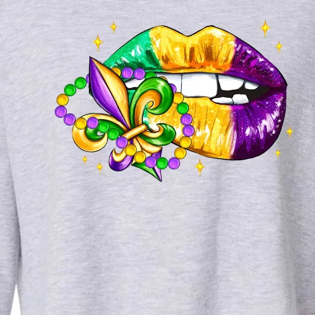 Mardi Gras Festive Lips Cropped Pullover Crew