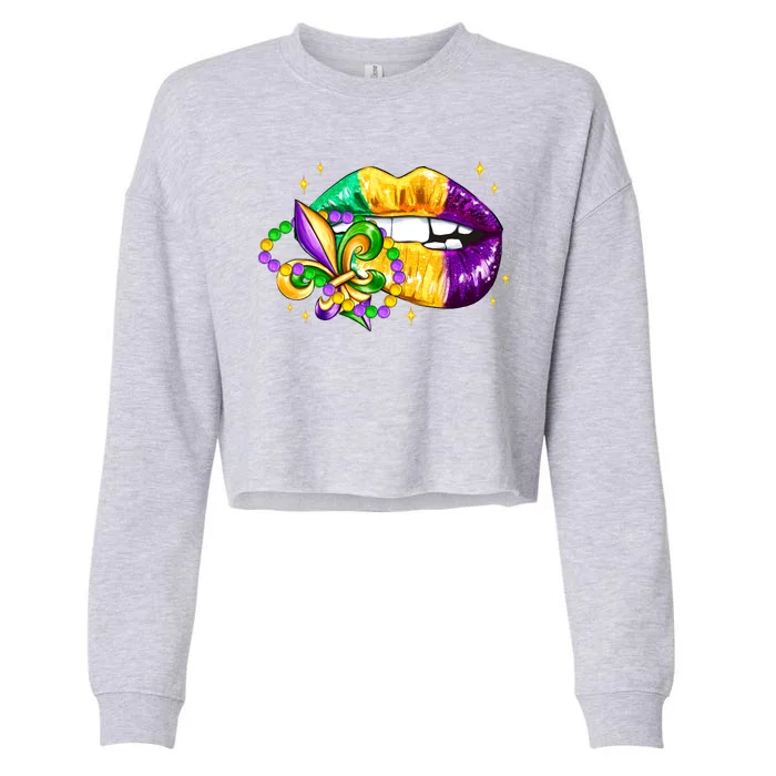 Mardi Gras Festive Lips Cropped Pullover Crew