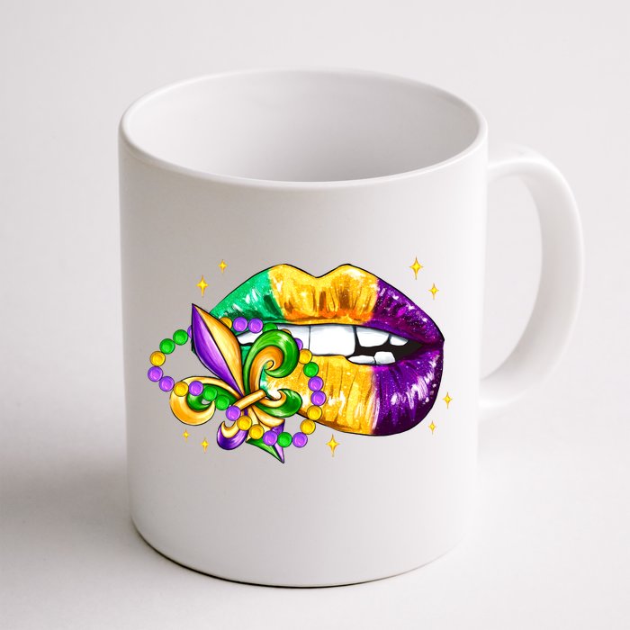 Mardi Gras Festive Lips Front & Back Coffee Mug