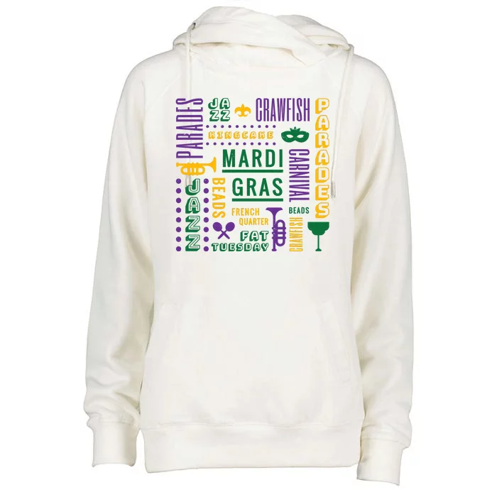 Mari Gras Festive Parade Womens Funnel Neck Pullover Hood