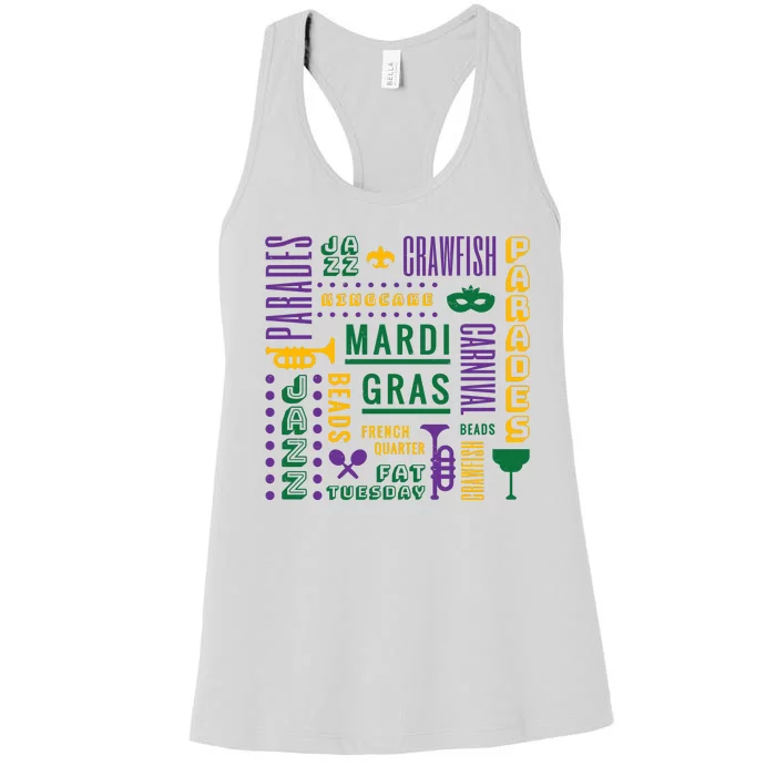 Mari Gras Festive Parade Women's Racerback Tank