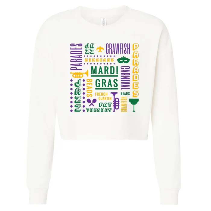 Mari Gras Festive Parade Cropped Pullover Crew