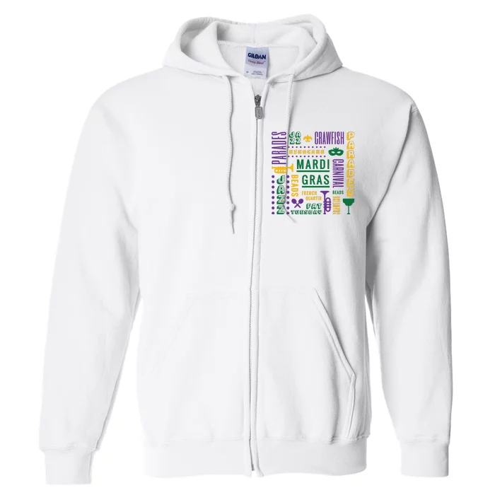 Mari Gras Festive Parade Full Zip Hoodie