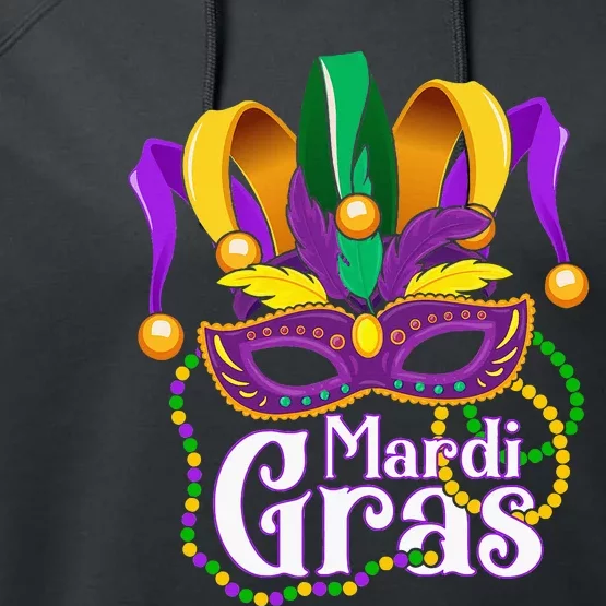 Mardi Gras For Beads Mask Feathers Performance Fleece Hoodie