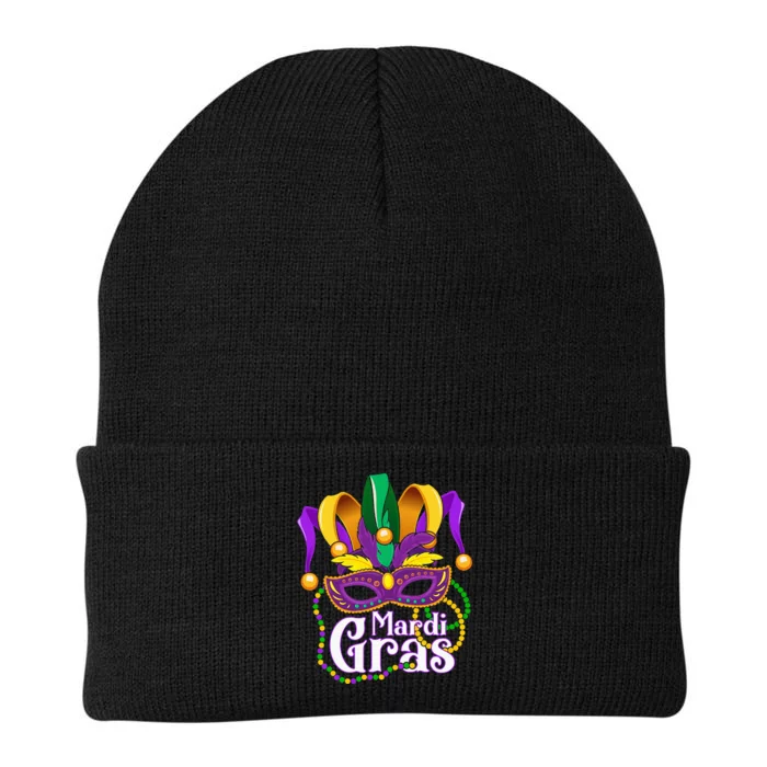 Mardi Gras For Beads Mask Feathers Knit Cap Winter Beanie