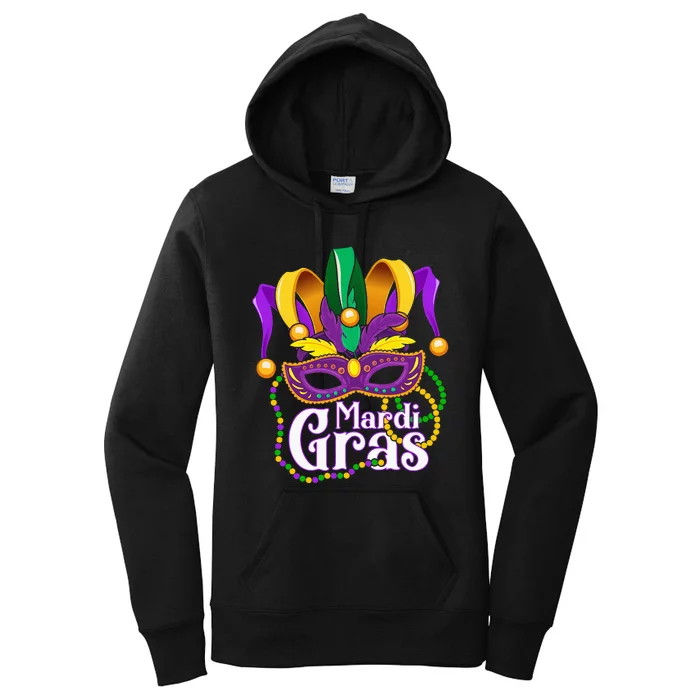 Mardi Gras For Beads Mask Feathers Women's Pullover Hoodie