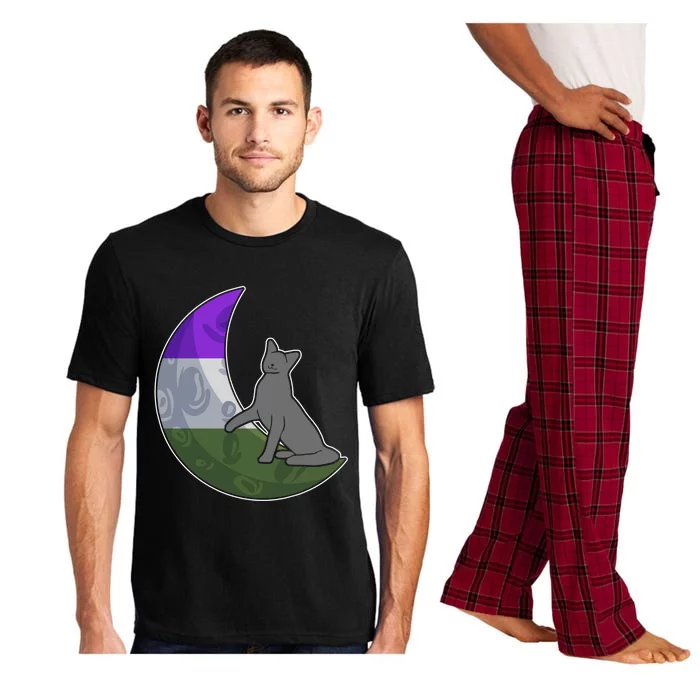 Moon Genderqueer Flag Cat Lgbtq Safe Space Gay Pride Ally Bi Gift Pajama Set